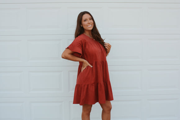 Fall Rust Corduroy Dress