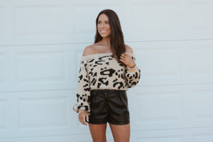 Leopard Print Sweater Tan/ Black