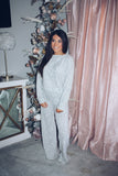 Comfy Cozy Leopard Lounge Set- light grey