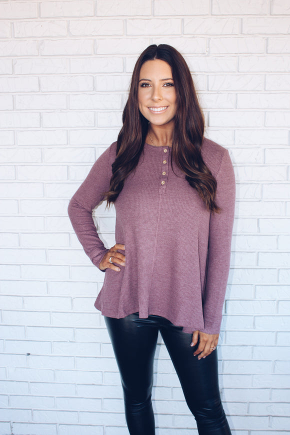 Thermal Knit Top- Mauve