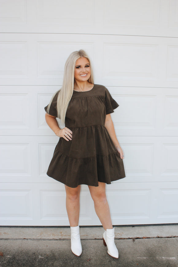 Fall Olive Corduroy Dress