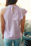 Ruffled Mock Neck Top- Lavender