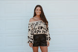 Leopard Print Sweater Tan/ Black