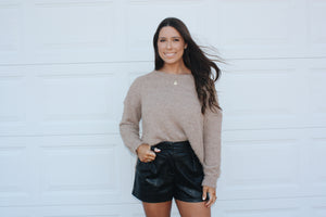 So You Fuzzy Knit Sweater- Mocha