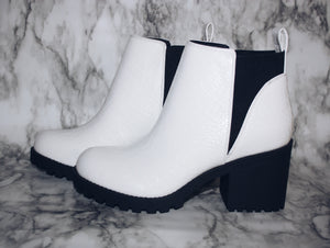 Lido White Croco Bootie