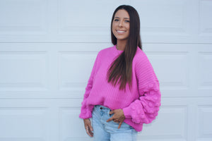 Dotted Sleeve Sweater In Orchid