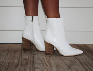 White Croc Booties