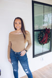 Kara Off Shoulder Sweater- Khaki