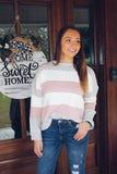 Color Block Stripe Sweater- Grey Mauve