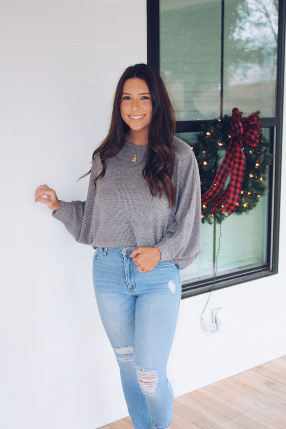 Simple Charcoal Ribbed Sweater