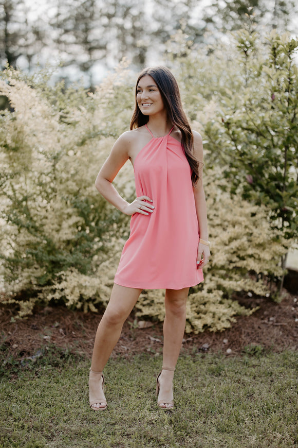 Pink Twist Neck Dress