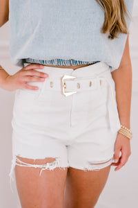 White Buckle Shorts