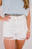 White Buckle Shorts