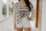 American Flag Lace Up Sweater